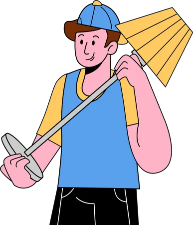 Man holding Lamp  Illustration