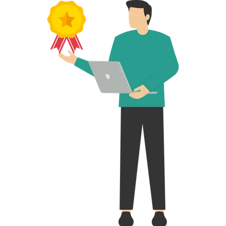 Man holding laptop  Illustration