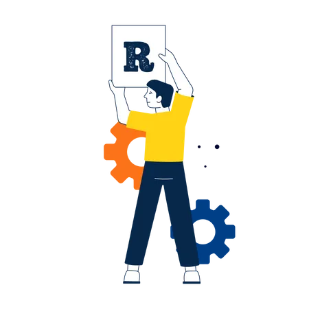 Man holding letter R  Illustration