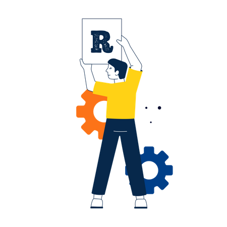 Man holding letter R  Illustration