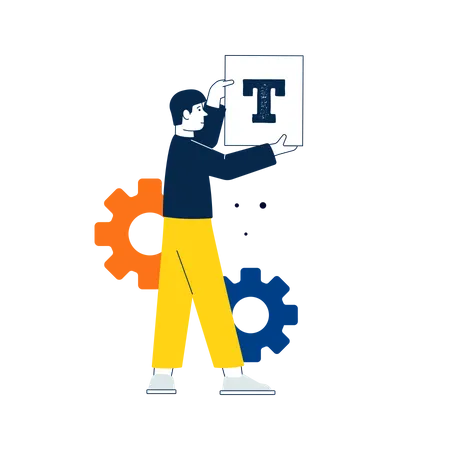 Man holding letter T  イラスト