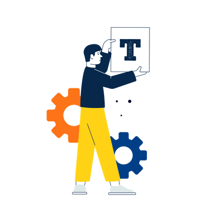 Man holding letter T  Illustration