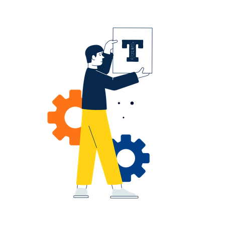 Man holding letter T  Illustration