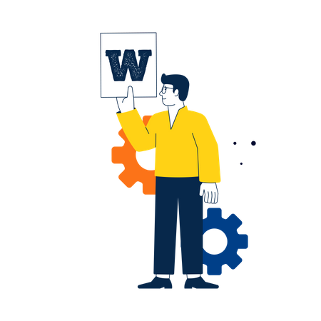 Man holding letter W  Illustration