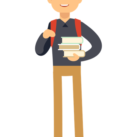 Man holding library books  Illustration