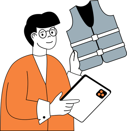 Man holding life jacket  Illustration