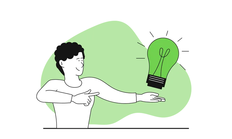Man Holding A Light Bulb In Hands Vector Illustration Concept Idea Search And Creative Marketing Strategy Business Development And Startup Opportunity Brainstorm Exploration And Analysis Illustration