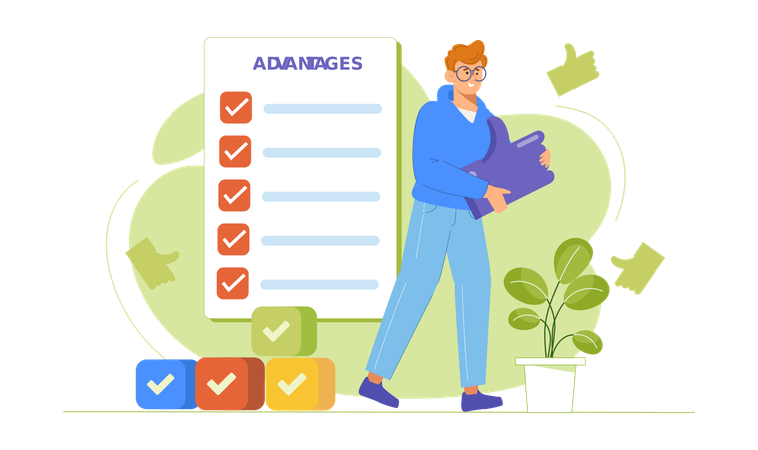 Man holding like while making advantage list  Illustration