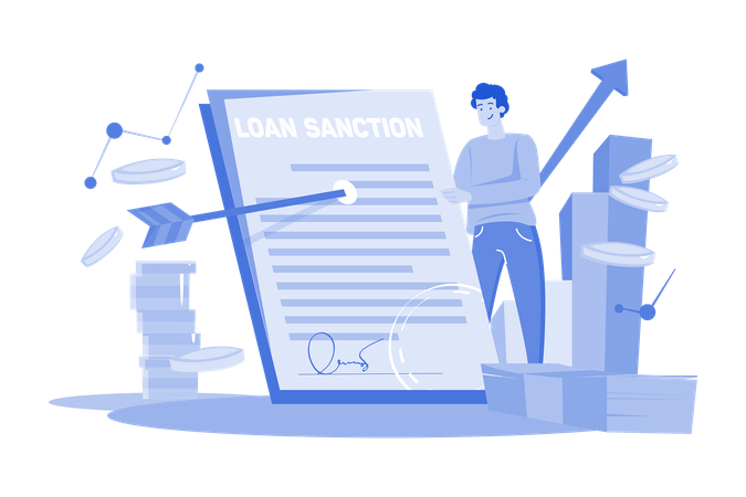 Man Holding Loan Sanction Letter In Hands  Illustration