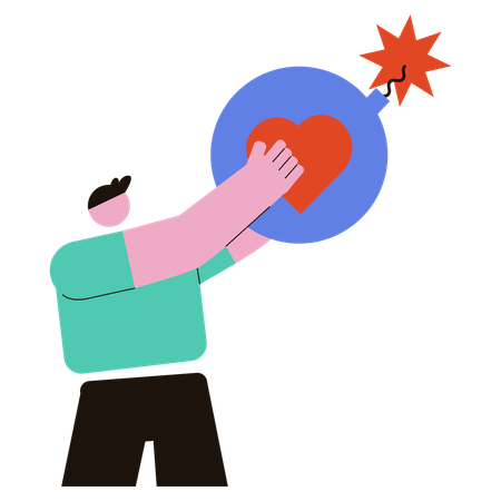 Man holding Love Bomb  Illustration