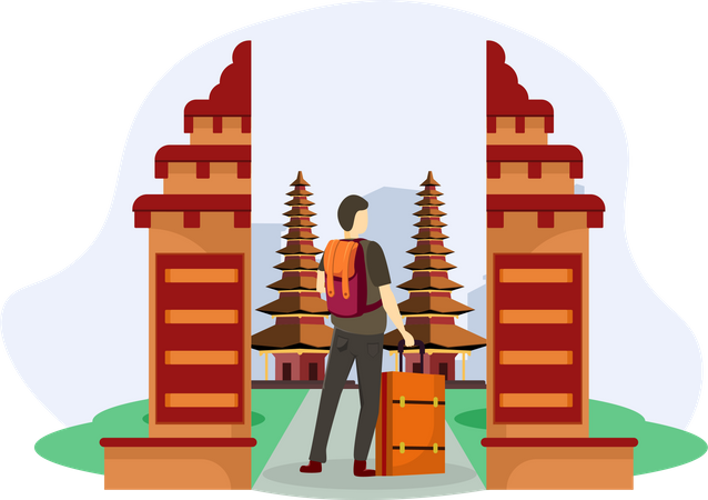 Man holding luggage  Illustration