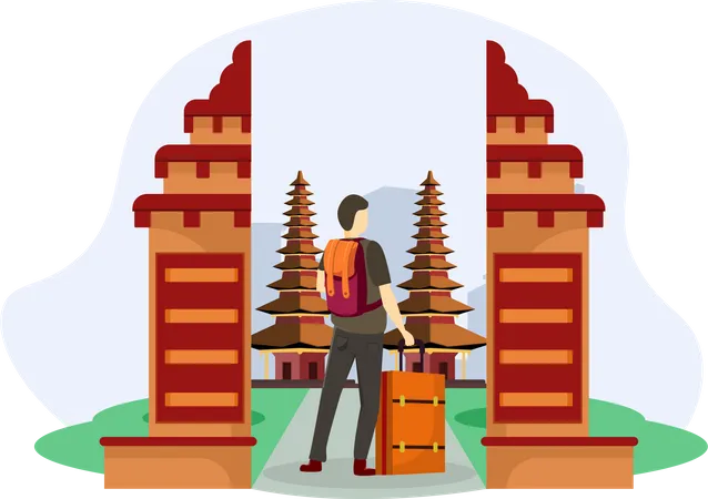 Man holding luggage  Illustration