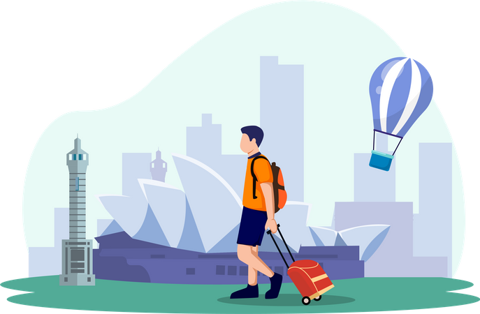 Man holding luggage  Illustration