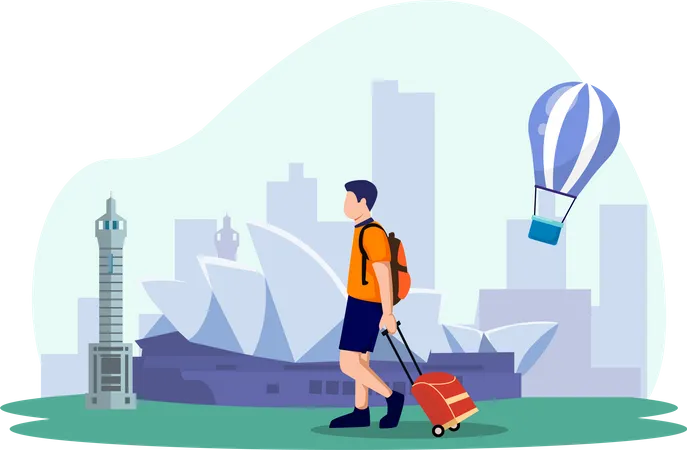 Man holding luggage  Illustration