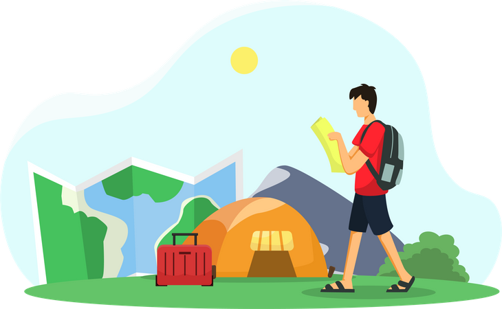 Man holding luggage  Illustration