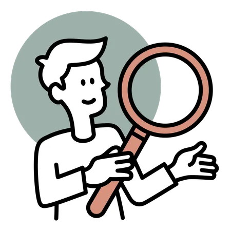 Man Holding An Magnifier Glass Illustration