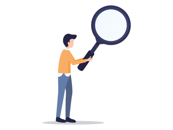 Man Holding Magnifying Glass  Illustration