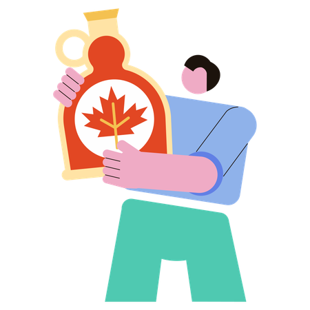 Man holding Maple Syrup  Illustration