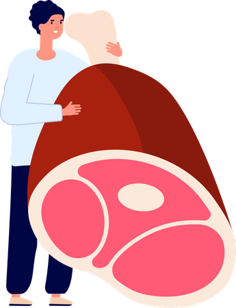 Man holding meat  Illustration