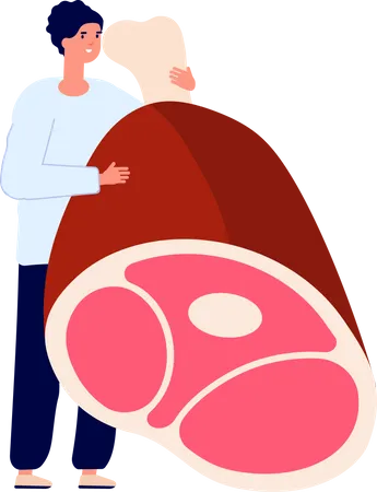 Man holding meat  Illustration