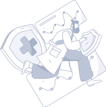 Man holding medical shield  Illustration