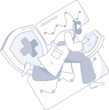 Man holding medical shield  Illustration