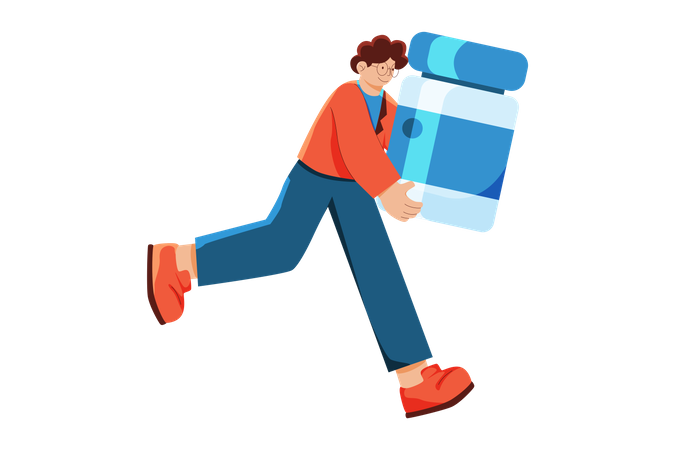 Man Holding Medicine bottle  Illustration