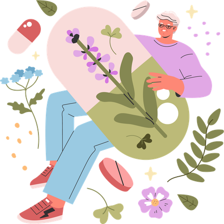 Man Holding medicine  Illustration