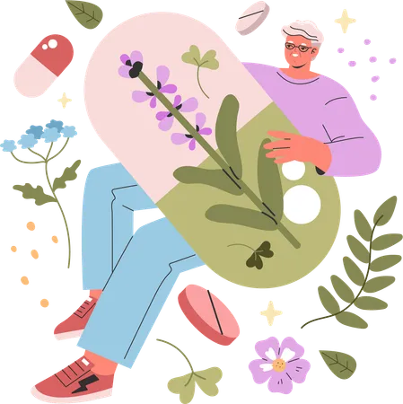 Man Holding medicine  Illustration