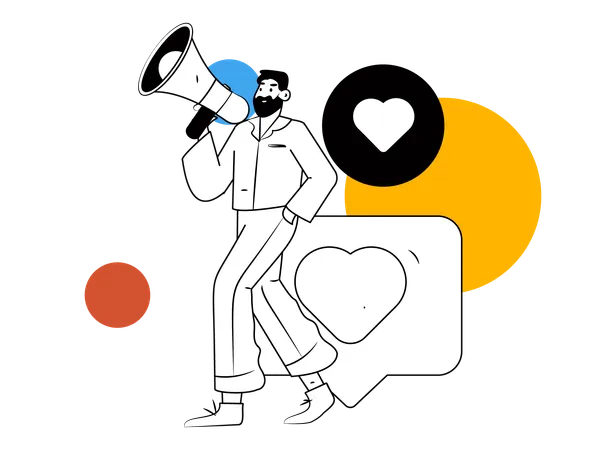 Man holding megaphone  Illustration