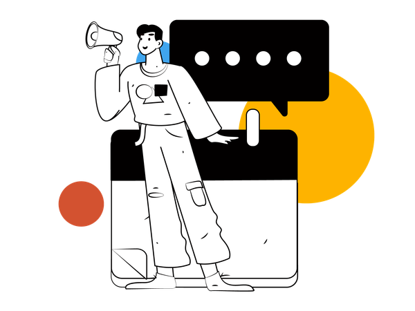Man holding megaphone and doing marketing work  Illustration