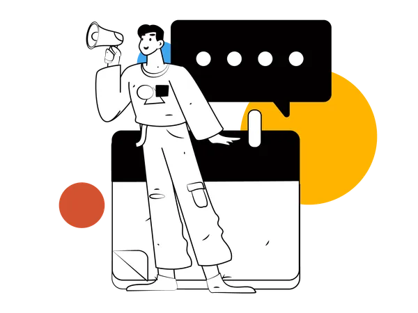 Man holding megaphone and doing marketing work  Illustration