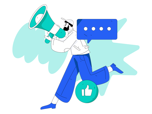 Man holding megaphone  Illustration