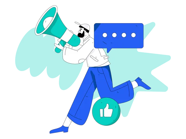 Man holding megaphone  Illustration