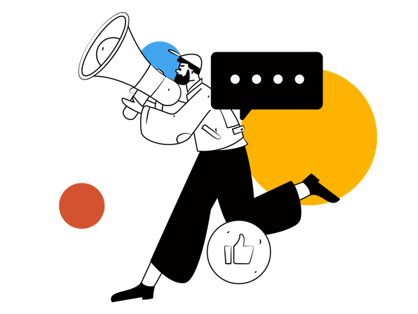 Man holding megaphone  Illustration