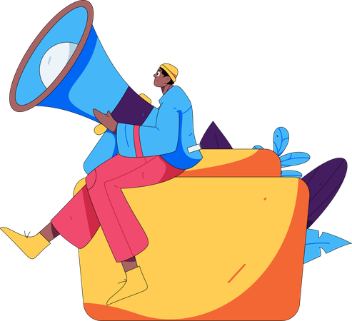 Man holding megaphone  Illustration