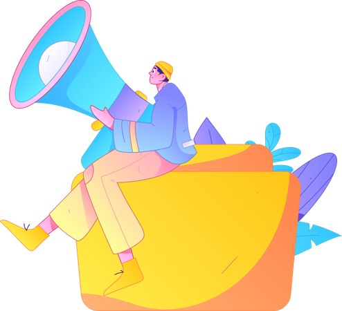 Man holding megaphone  Illustration