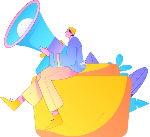 Man holding megaphone  Illustration