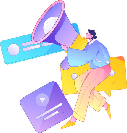 Man holding megaphone  Illustration