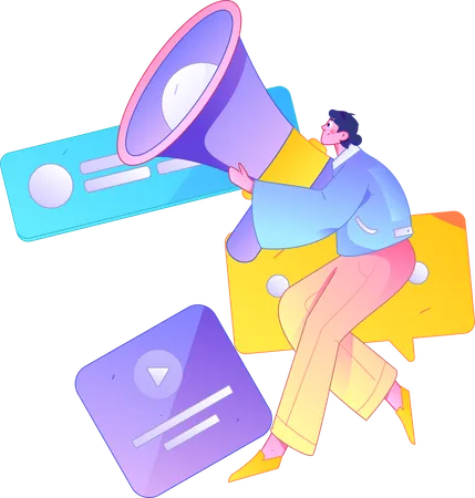 Man holding megaphone  Illustration