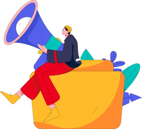 Man holding megaphone  Illustration