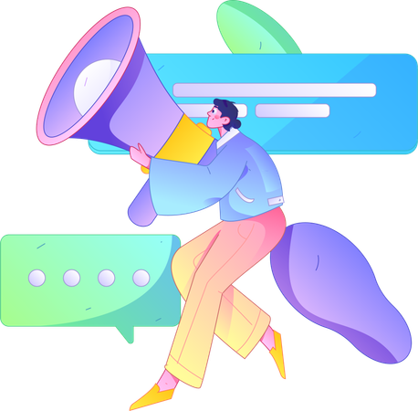 Man holding megaphone  Illustration