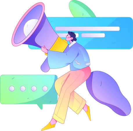 Man holding megaphone  Illustration