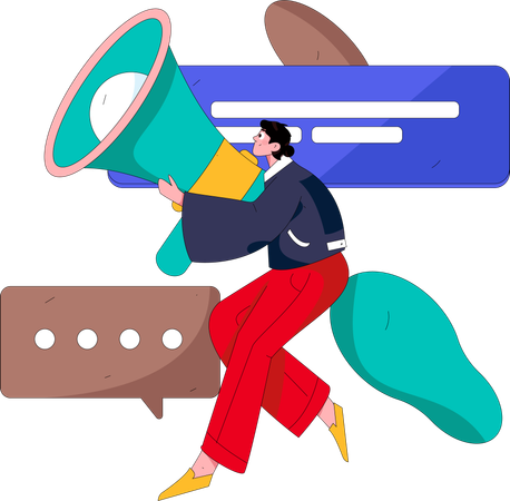 Man holding megaphone  Illustration