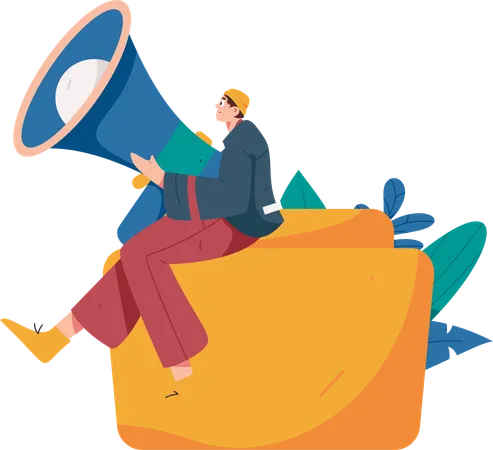 Man holding megaphone  Illustration