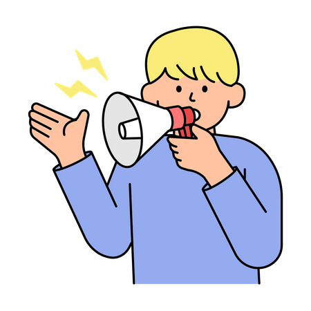 Man holding megaphone  Illustration