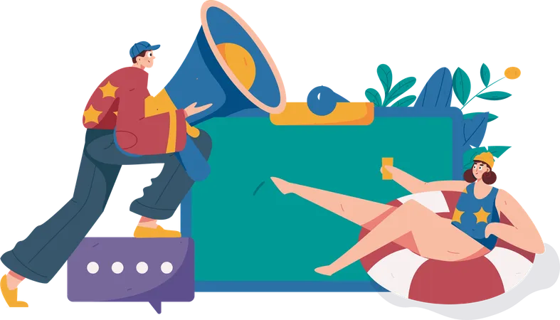 Man holding megaphone while doing marketing  Illustration