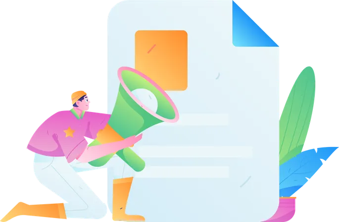 Man holding megaphone while doing marketing  Illustration