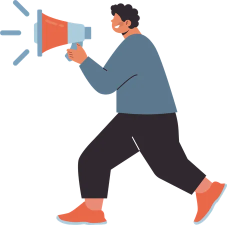 Man holding megaphone while doing marketing  Illustration