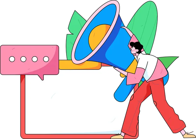 Man holding megaphone while doing marketing  Illustration